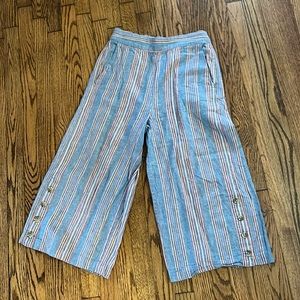 Linen Wide Leg Cropped Madewell Pants : medium